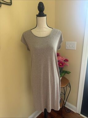Women’s Taupe Midi Scoop Neck Dress